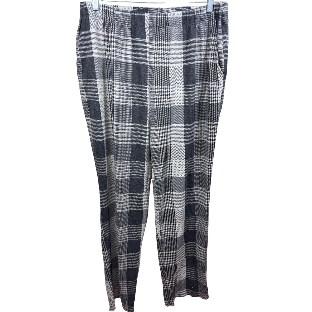 Lands' End L Plaid Pull On Pants Stretch Knit Scandi Grandpacore Academia Cozy - Picture 2 of 7